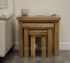 Melford Solid Oak Nest of Tables. deluxe chunky rustic solid oak DLXNST