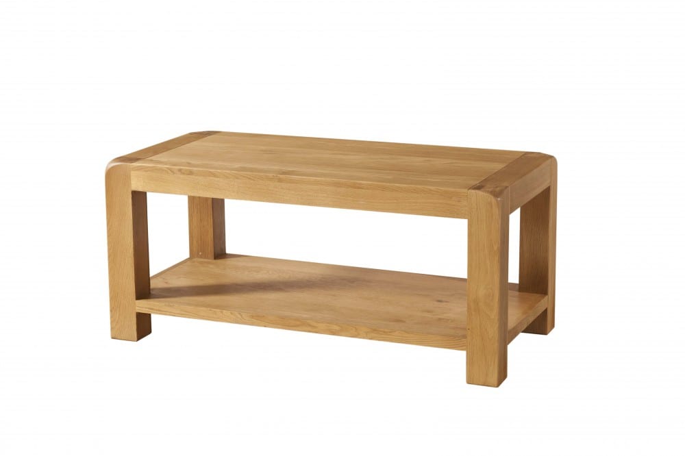 Avon Oak Coffee Table With Shelf, Quirky Oak Coffee Table