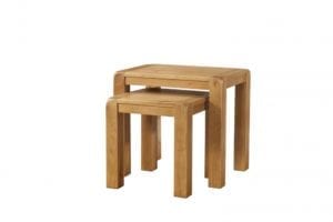 Avon waxed oak nest of two tables. Contemporary and Quirky Waxed Oak with smooth edges. Nest of Two tables DAV014