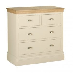 lundy painted 2 + 2 drawer chest. 2 small drawers with 2 large drawers under , solid chunky moulded oak top, painted deep chunky moulded plinth various colours and handle options available LC60