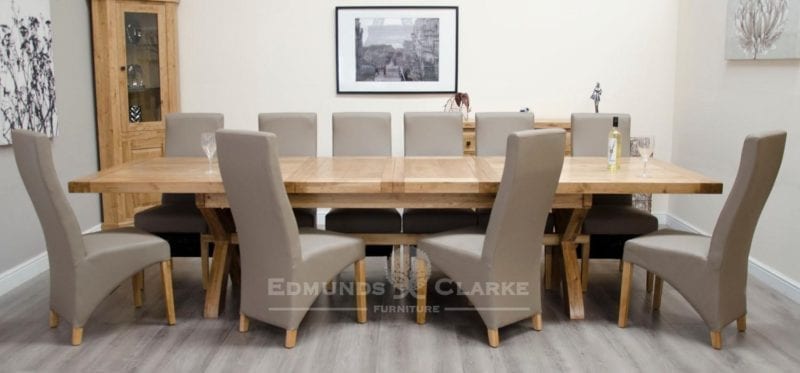 Melford Solid Oak 2400 Extending Dining Table chunky, two leaves that store underneath will sit 8 to 12 people comfortably DLX2400EXT