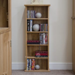 Bury solid oak CD/DVD Tower with 4 fixed shelves