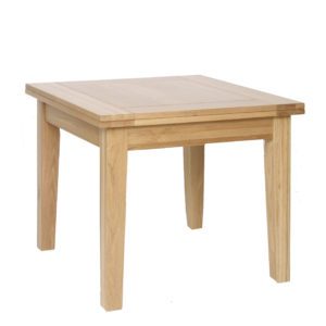Norwich Oak 90cm Flip Top Extending Dining Table. Image showing Closed. tapered legs. seats 6. NNT05