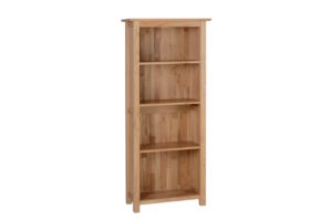 Norwich Oak narrow 5ft Bookcase. contemporary shaker style with straight lines, moulded top. 2 adjustable, 1 fixed shelf shelf NNK25