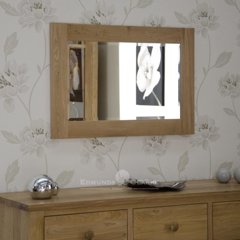solid oak wall mirror - 60x90, bevelled mirror inside a chunky oak frame. hang vertically or horizontally