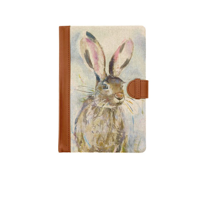 Voyage Maison Notebooks Harriet Hare is printed on natural Scottish Linen with cream lined paper inside. NB16009