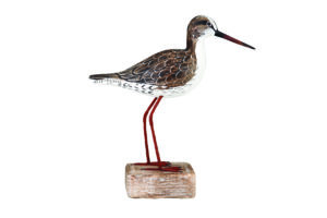 Archipelago Redshank Straight Woodcarving D246. standing on a wood block. Hand carved and painted. fair trade