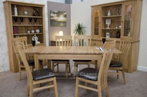 plain oak top extending table 6 - 10 seater