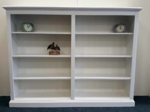 Edmunds Painted Twin Standard Depth Bookcases. Can be painted allover or painted with pine shelves. Can be made in two sections. mouled tops and plinths