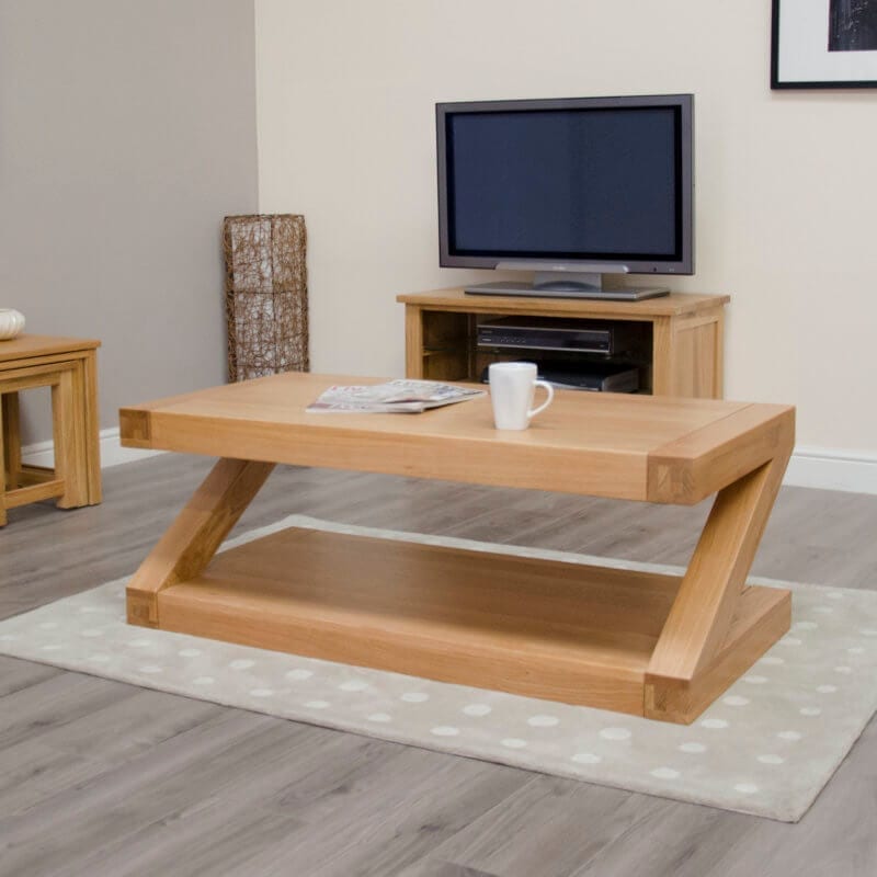 Z Designer 4 x 2 Coffee Table Z4X2CT solid oak chunky design with z shape. modern & contemporary