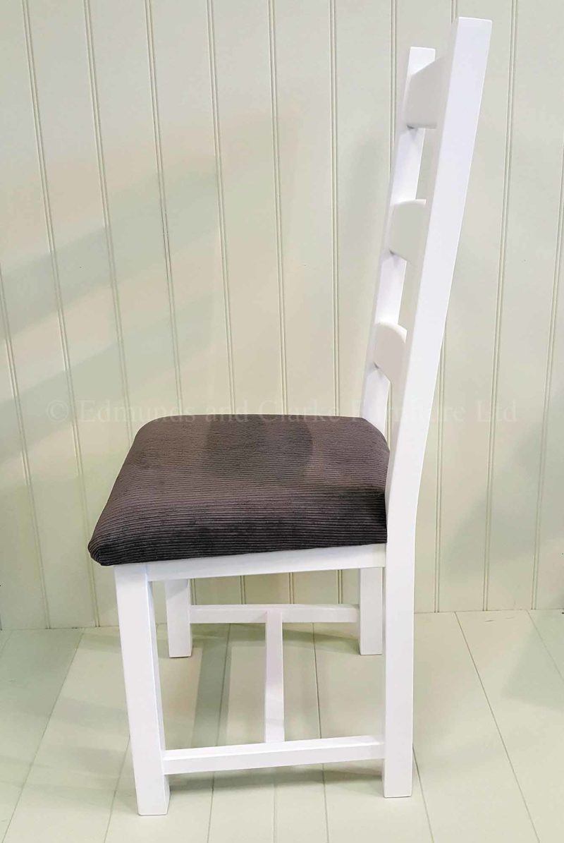 Amish dining chair painted white grey seat pad