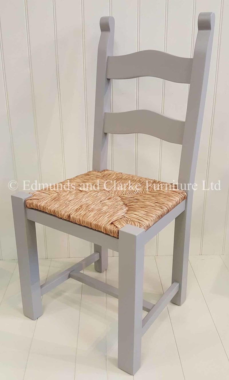 Bretton grey painted dining chair with rush seats