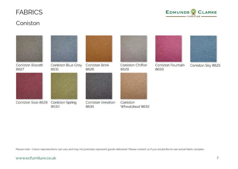Coniston fabric swatches for our range of Edmunds dining chairs