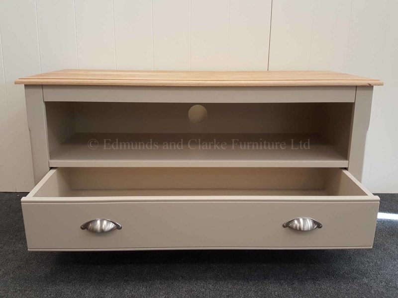Edmunds painted one drawer television unit with open space for seperates