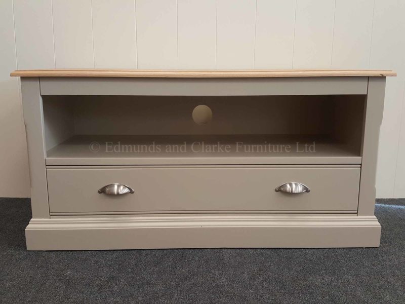 Edmunds Painted Standard Tv Stand. with drawer large drawer with open space for media