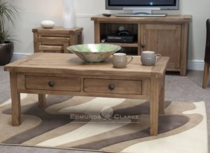 Lavenham solid oak coffee table with drawers