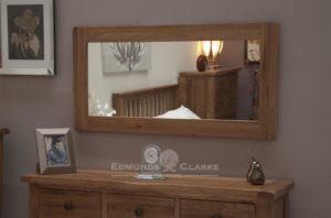 Lavenham Solid Rustic Oak Framed Large Wall Mirror. bevelled mirror that can be hung vertically or horizontally