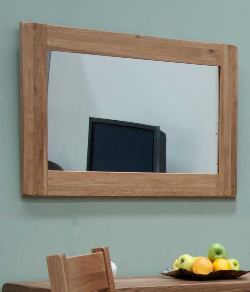 Lavenham solid rustic oak framed wall mirror. bevelled mirror. can be hung vertically or horizontally