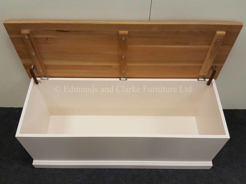 Made to measure painted blanket box with lift up lid made from solid oak