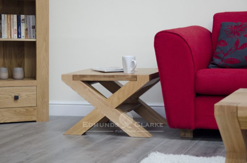 Newmarket cross leg designer coffee table with shelf