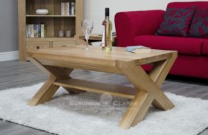 Newmarket 3' x 2' cross leg coffee table with shelf below