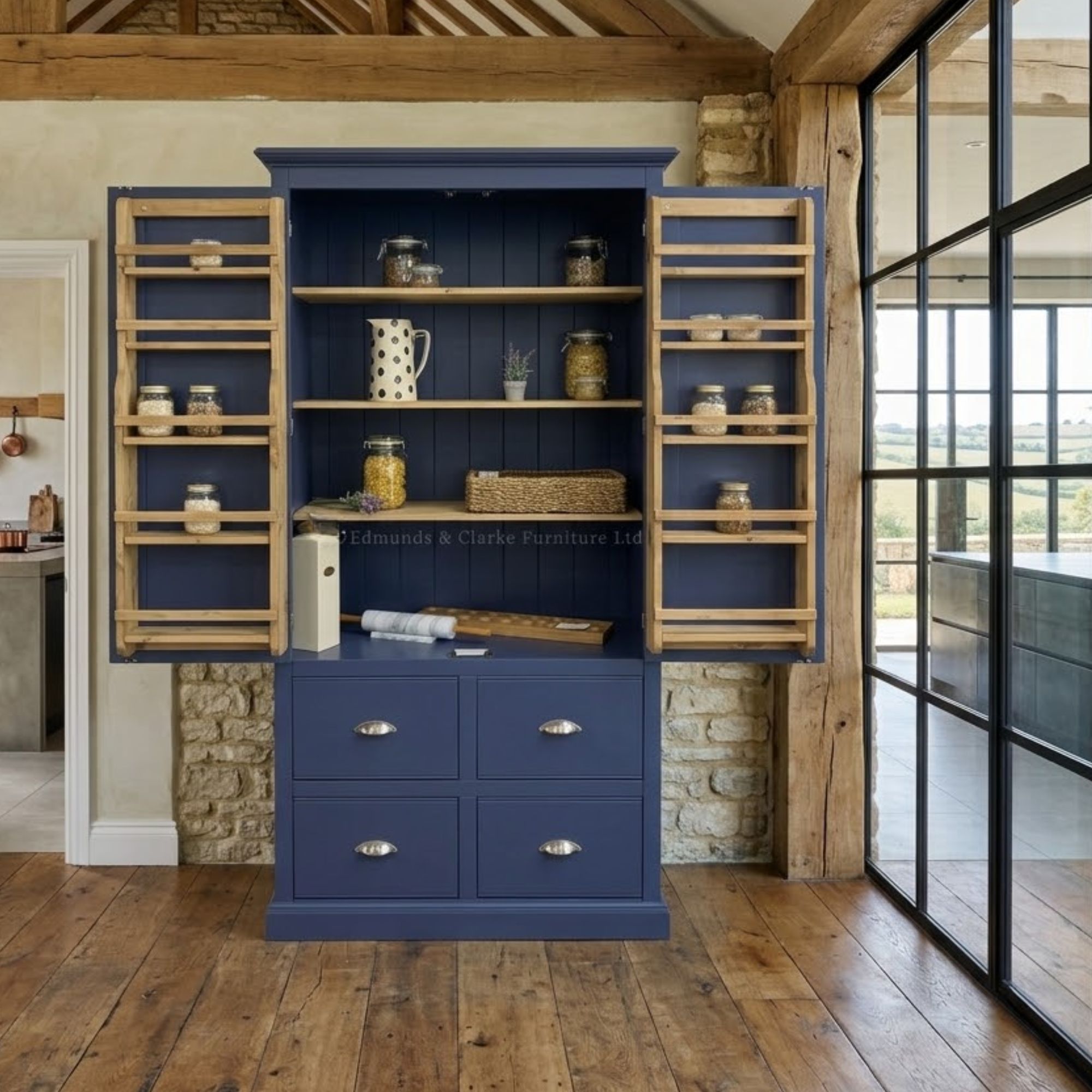 Edmunds Larder Cupboard in stiffkey blue