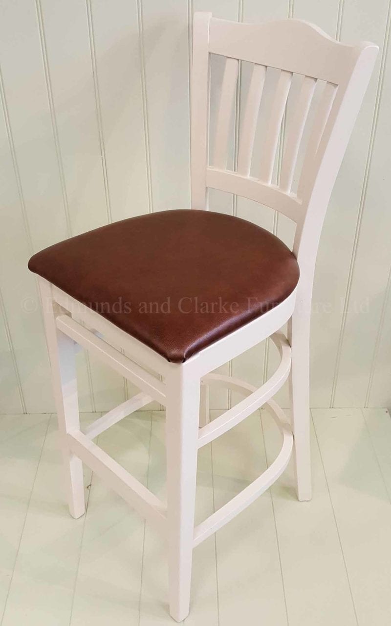 High painted kitchen bar stool painted with leather seat