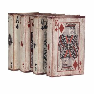 Set of four playing cards book boxes. perfect retro accessory for any bookcase EGN074