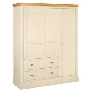Lundy painted triple wardrobes with drawers painted truffle with chrome cup handles and knobs LW47 4 colours available
