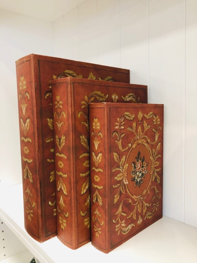 Red Set of 3 book boxes