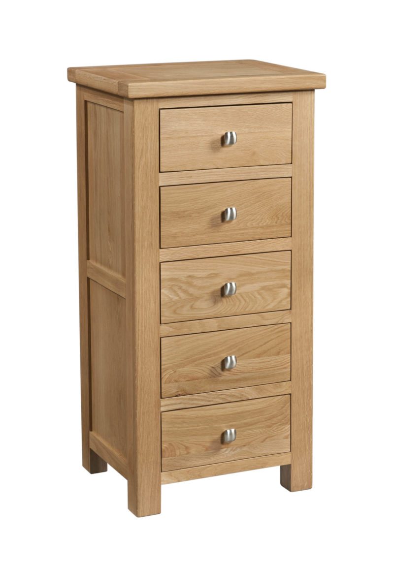 Dorset oak 5 drawer tall chest - wellington chest