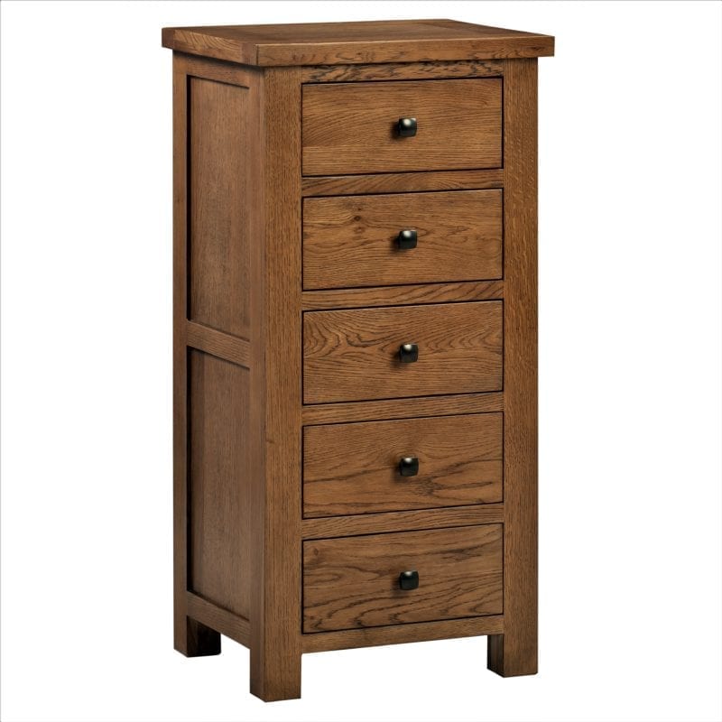DOR002R Dorset rustic oak 5 drawer wellington chest