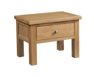 Dorset oak side table with drawer and silver knob