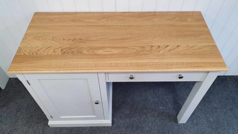 small office desk painted with oak top