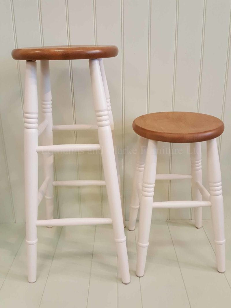 High and low farmhouse stool painted