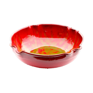 Red green speckled bowl v1