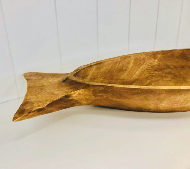 Giant wooden fish bowl end