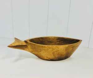 Small wooden fish shape bowl