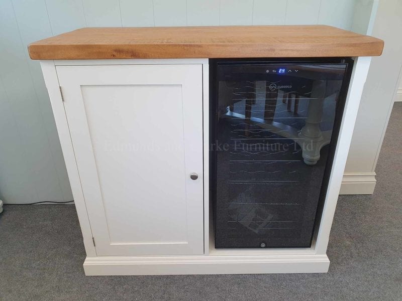 Sideboard with wine cooler, painted with thick pine or oak top
