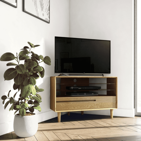 SCACORTV Scandic oak corner TV unit