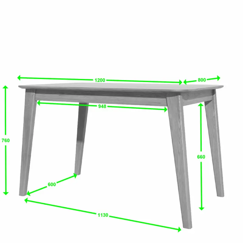 Scandic Oak Dining Table - 1250 x 800 - Edmunds and Clarke Furniture