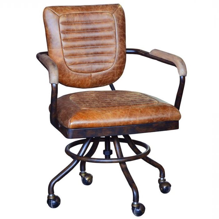 Carlton furniture leather office chair brown with metal wheels
