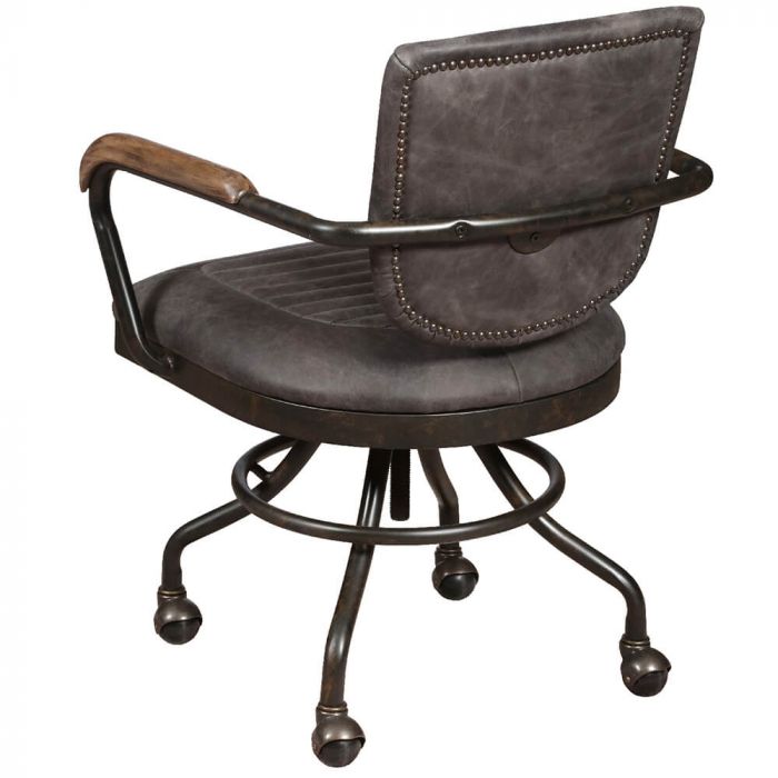 hudson grey leather office chair industrial style