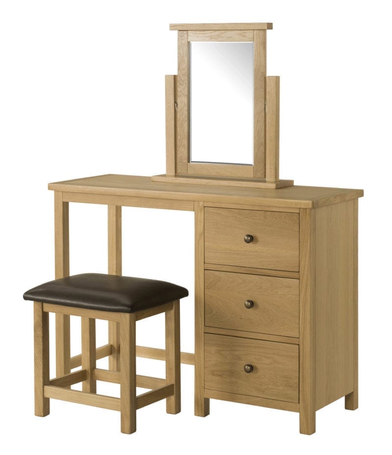 BFO018 Burford oak dressing table , mirror and stool