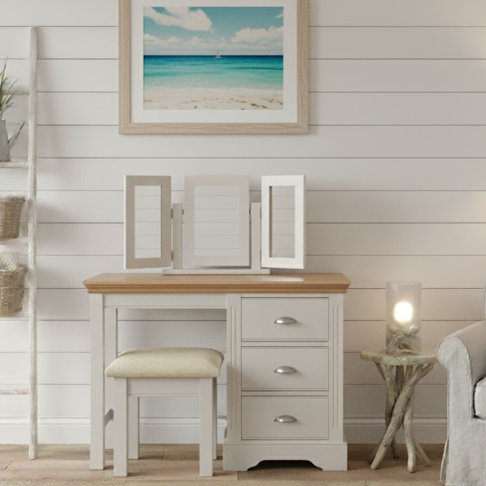 Clarke single pedestal dressing table room set. Edmunds Clarke Furniture