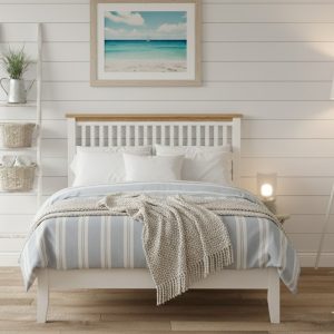 Clarke painted slatted bed Low foot end room set. Edmunds Clarke Furniture
