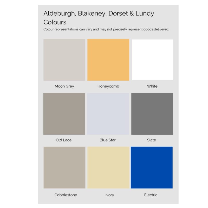 NEw colours for Aldburgh, Blakeney, Dorset and Lundy at Edmunds and clarke furniture