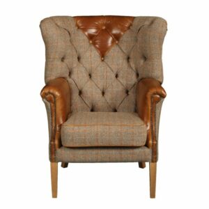 Buckingham Wing chair harris tweed hunting lodge