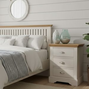Clarke WIDE 3 drawer bedside chest room set. Painted Trevi. Edmunds Clarke Furniture