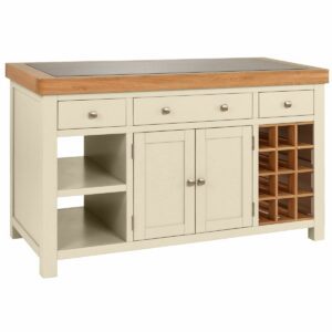 Dorset painted ivory kitchen island with wine rack and drawers